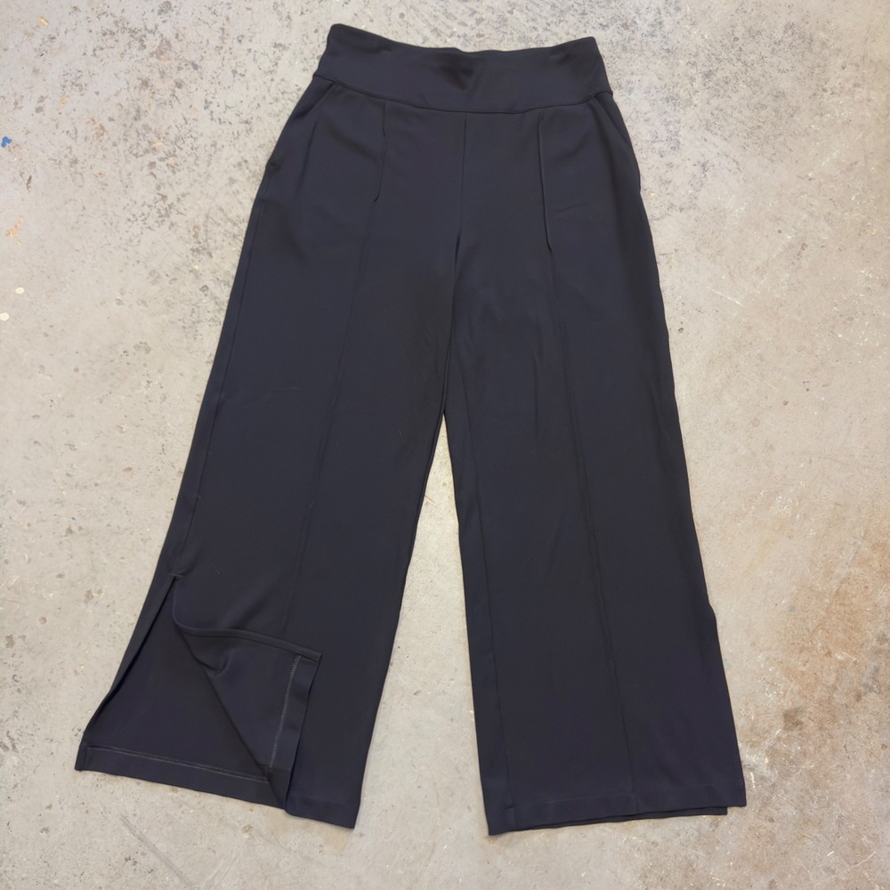 TravisMathew Spa Day Pants Black Wide Leg Side Slit Corona Logo Womens L